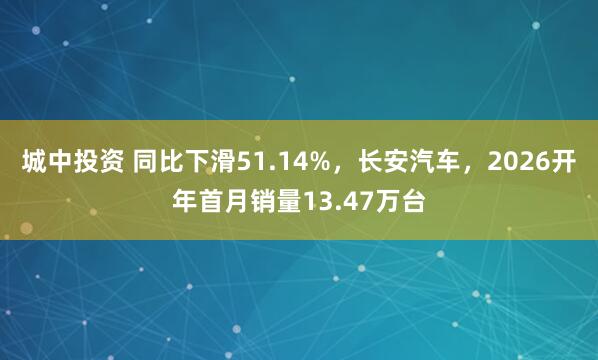 城中投资 同比下滑51.14%，长安汽车，2026开年首月销量13.47万台