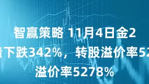 智赢策略 11月4日金25转债下跌342%，转股溢价率5278%